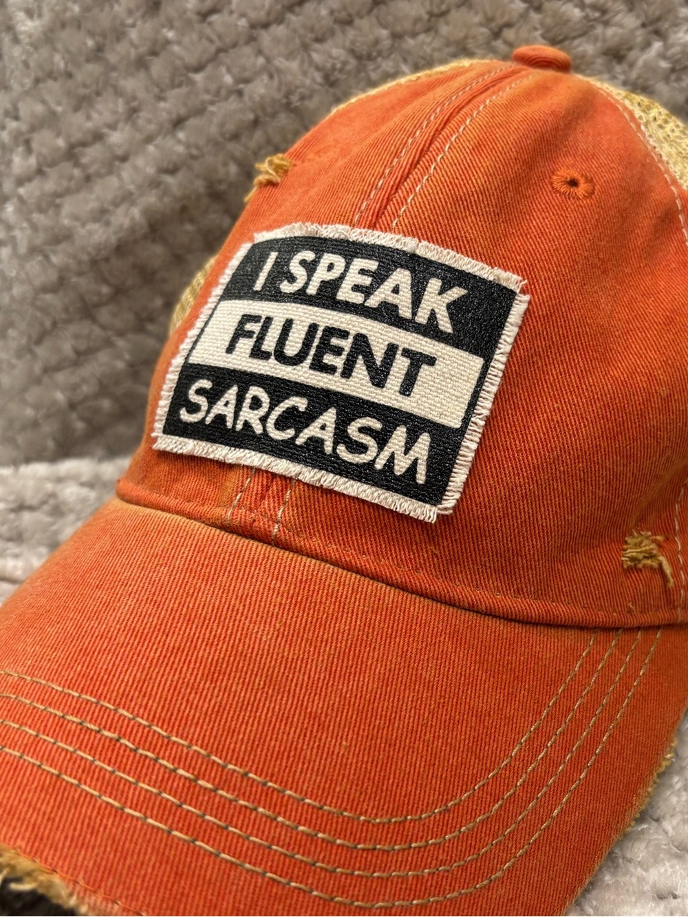 Headmost Distressed Trucker Hat "I Speak Fluent Sarcasm" NWOT